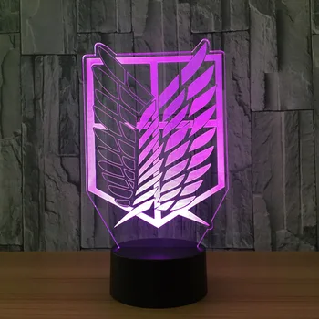 Napad na Titan Značko Creative 3D LED Night Light Color Spreminjaj Vizualna Novost Luč za Dekoracijo Doma Igrače Darilo za Otroka