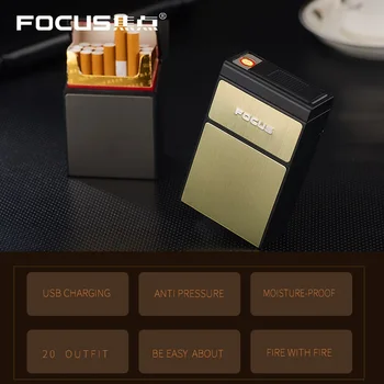 POUDAREK Cigaret Polje Lažji USB Polnilne Volfram Turbo Vžigalniki, Tobak Imetnik Primeru Prenosne Elektronske Pripomočke Kajenje
