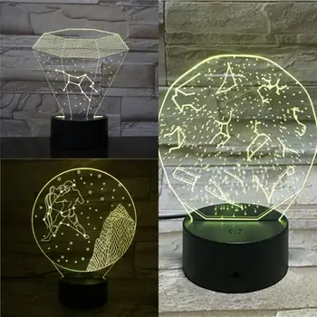 Ozvezdja Devica Galaxy Aquarius 3D Lučka za Počitnice Otrok Ljubimec Darilo Ustvarjalne Lampara Svetilo LED Žarnice Mizo Poleg NightLigh