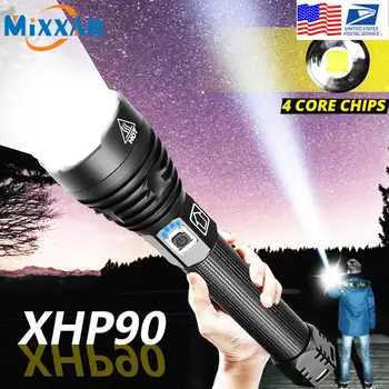 EZK20 Dropshipping XHP90 LED Svetilka, Polnilne, Indikator Napajanja Prenosni Nepremočljiva 18650 26650 Zoomable Baklo
