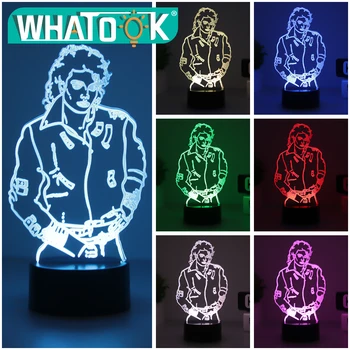 MJ Michael Jackson Znak 3D iluzije Luči Tabela Namizno Svetilko 7 Sprememba Barve Akril USB led otroška Soba Dekor Noč svetlobe