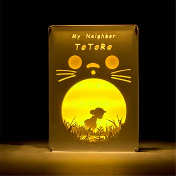 Japonski Risani MovieTonari no Totoro Papir Carving LED Nočna Lučka Domu Dekorativni LED namizne Svetilke 3D Darila za Božič, Rojstni dan