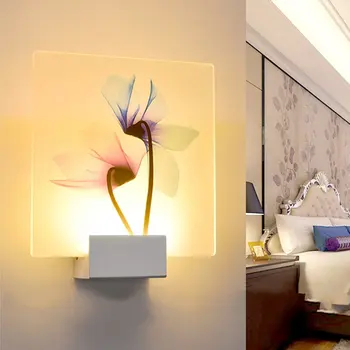 Preprost Dnevni Sobi Lučka Hotel Dekoracija Žarnice Dragonfly Lotus Flower Natisnjeni Steno Svetlo Bela/ Topla Bela