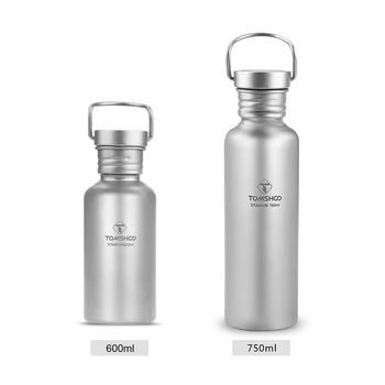 750 ml / 600 ml TOMSHOO Polno Titana Steklenico Vode Ultralahkih Prostem Kampiranje, Pohodništvo, Kolesarjenje Steklenico Vode z Dodatnim Plastični Pokrov