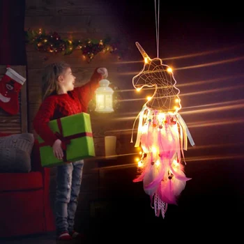 LED Samorog Dreamcatcher Doma Visi Dekoracijo Sanje-Catcher Dekoracijo Cvet svate Darila Za Gosta, Rojstni dan Dobave