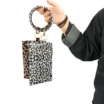 2020 Novo Kača Leopard Tiskanja PU Usnje Tassel Obesek, Zapestnico Usnje Keychain Denarnice Sim Paket za Modni Nakit za Ženske