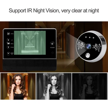 Vrata Luknjo Kamera Video Zvonec 3,5-palčni HD Zaslon Digitalni Vrata Pregledovalnik Vrat Video-oči Varnost Samodejno Snemanje Night Vision