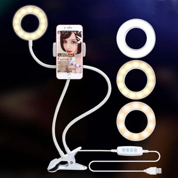 Univerzalni Selfie Obroč Svetlobe s prilagodljivim Mobilni Telefon, Držalo Leni Nosilec Namizne Svetilke LED Luč za Live Stream Urad Kuhinja