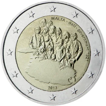 Malta 2013 Avtonomije Ustava 1921 2 Eur Resnično Izvirno Kovancev Res Euro Zbirka Priložnostni Kovanec je Unc