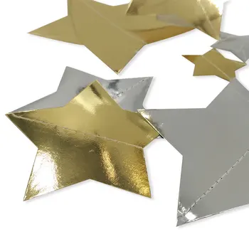 Nicro 4M Zlato, Srebrno Folijo Star Garland Steni Visi Dekor Star Niz Okraski Zavesa za Božično zabavo, Novo Leto Dekor