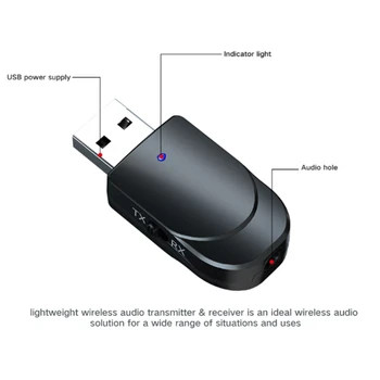 Bluetooth 5.0 o Sprejemnik Oddajnik 3 v 1 3,5 mm Mini Priključek AUX, USB, Stereo Glasbeni Brezžični Adapter za TV Car PC Slušalke