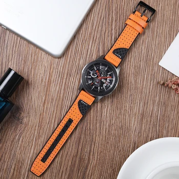 Ogljikov Pravega Usnja Watchbands za Samsung Galaxy Watch 3 46mm Prestavi S3 Športna Zapestnica Watch Trak Ženske Moški 22 mm manžeta
