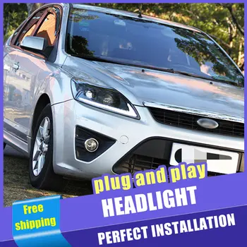 2PCS Avto Slog LED žarometi za Ford Focus 2009-2013 za Ostrenje glavo svetilka LED DRL Objektiv Dvojnim Snopom, H7 HID Xenon bi xenon objektiv