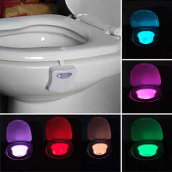Senzor gibanja LED Wc Svetlobe Noč Sedež Lučka Luminaria 8 Barva Spreminja, Auto RGB PIR Človekovih Neprepustna Za Kopalnico