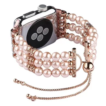 Moda pearl Manšeta Trak za apple jermenčki 44 42 iwatch serije 5 4 3 2 ročno watch zapestnica Dekleta Zamenjava 38 mm