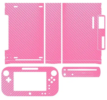 Roza Ogljikovih Vlaken Vinil Kože Nalepke Protector za Nintendo Wii U in krmilnik kože Nalepke