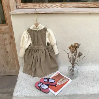 Nov Baby Otroci Brez Rokavov Priložnostne Moda Vezene Velvet Trim Princesa Obleke Malčka Otroci Telovnik Cvetlični Obleko