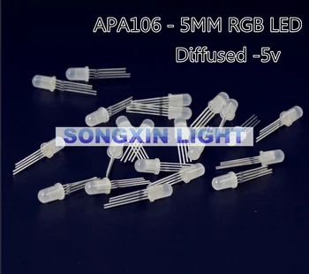 100 kozarcev APA106 F5 5 mm RGB LED Čipov Integrirano RGB Led (kot WS2812B) APA106 krog klobuk Full color Led