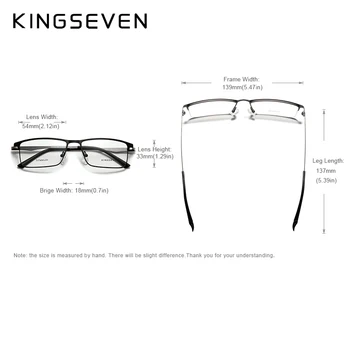 KINGSEVEN Titanove Zlitine Optičnih Očal Okvir Moških 2020 Kvadratnih Kratkovidnost Recept Očala Moški Kovinskih Očal
