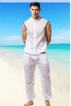 Ultra-tanek Sleeveless majica Rashguard Moških Izpuščaj Stražar Jadra Surf Obleko na Pol Prozoren UV Zaščito Majica, Športne Vode, Telovnik, ki so Hoody Jakna