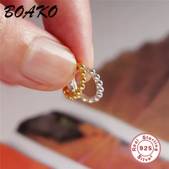 BOAKO Minimalističen 925 Sterling Srebrni Uhani Preprost Majhni Biseri Stud Uhani za Ženske Modni korejski Nakit Uho Stud
