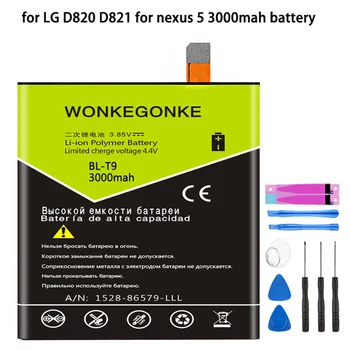 WONKEGONKE Baterijo BL-T9 Za LG Google Nexus 5 D820 D821 BLT9 Baterije Bateria