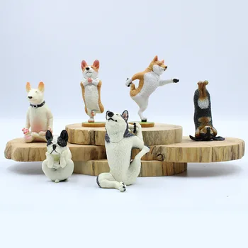 6Pcs/Set Mini Lep Joga Pes Figurice Pravljice Vrtni Okras Rastlin Pot Domov Figurice Živali Dekor