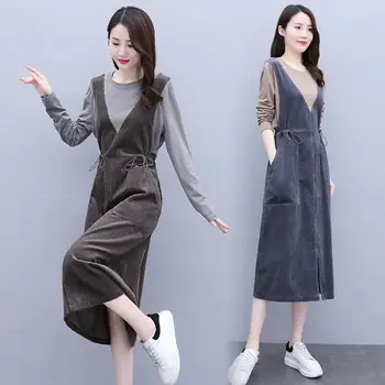 Dolgo sleeved obleka ženske dolgo sleeved začetku leta 2020 jeseni obleko novo pasu navzdol, s starostjo zmanjšuje tanke temperament Yangqi velvet