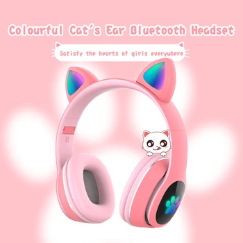 Mačka Ušesa Slog Brezžične Bluetooth Slušalke Srčkan Sjekač Navihana Za Dekleta