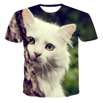 Poletje nov slog za moške in ženske priložnostne T-shirt 3d tiskanje živali luštna mačka moda za kratek sleeved majica xxs—6XL