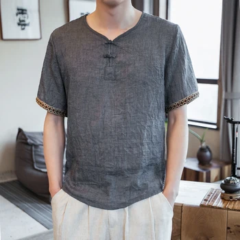 2020 poletje novo tanko perilo za moške, modni priložnostne kratki rokavi T-shirt Kitajski slog sponke velikosti T-shirt M-5XL