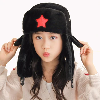 Red Star značko na prostem hladno zgosti plus žamet otrok kolesarjenje pozimi topla ušesa bombaž klobuk smučarskih klobuk Rusija
