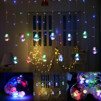 LED bakrene žice 2,5 M zavese svetilka 220v EU plug niz luči pravljice za razsvetljavo na prostem, poroke, Božični okraski, ki Želijo žogo