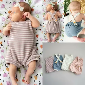 Emmababy Novorojenčka Otroci Baby Girl Boy Summer Trak Backless Romper Jumpsuit Obleke Obleke 0-3Y