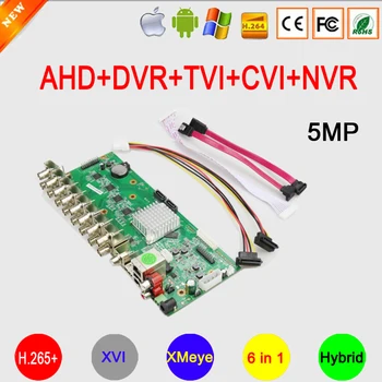 Hi3531D 5MP 16 Kanal 16CH/8CH/4CH XMeye Face Detect H. 265+ Audio, 6 v 1 Hibridni Koaksialni XVI AHD DVR Motherboard