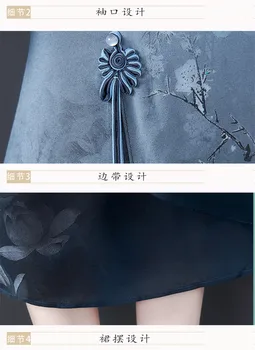 2020 Retro Tiskanja Izboljšala Cheongsam Obleko Poletje Srednji Rokav, Velikost srednjih let Obleko elegantno Ženske Obleke b351