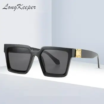 LongKeeper Prevelik Kvadratnih sončna Očala Moški Ženske Retro sončna Očala Luksuzne blagovne Znamke Letnik Oblikovalec UV400 Očala Oculos de sol