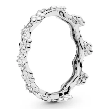 925 Sterling Silver Fashion 1:1 Ljubezni Osem Stroka Pomladni Cvet Krono Industrijske Geometrijske Večplastni Femal Obroč DIY Nakit