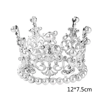 12*7.5 cm Pearl Diamantno Krono Torto Pokrivalo Kraljica Princesa Happy Birthday Cake Pokrivalo Poročni Dekoracijo, za Ženske Stranka Dobave