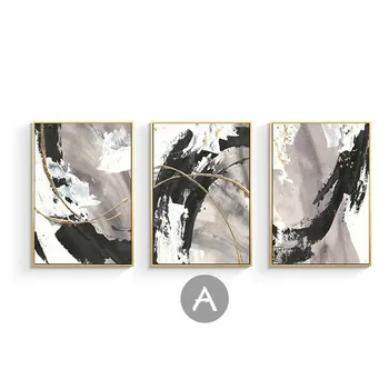 Debelo 3 kosov kombinacija Ročno oljno sliko povzetek teksturo črne in bele krajine steno decoartion za dnevno sobo