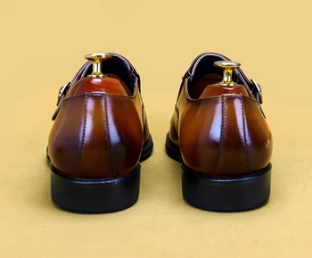 Carving Moških Obleko Čevlje 2020 Pravega Usnja Sponke Menih Trak moška Oxford Čevelj Črni Kaki Pisarni Stranke Formalno Mens Čevlji