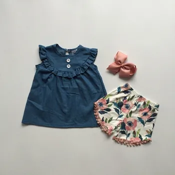 Baby dekleta poletje nov prihod obleke, sveže in hladno obleke cvetlični oblačila baby dekleta boutique oblačila z accessoies