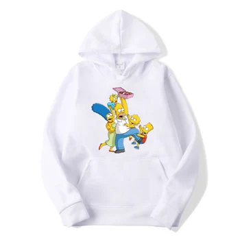 Harajuku Simpsons, Unisex Hoodies Natisnjeni Moški pulover s kapuco Ulične Priložnostne Sweatshirts