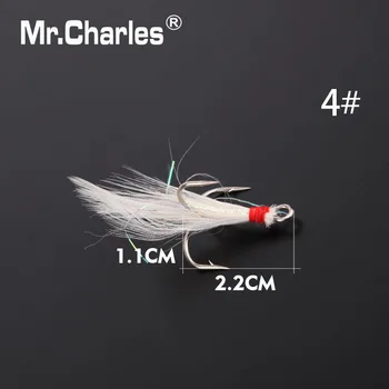 G. Charles 35647-Belo perje Trojno Kavelj 2#/4#6#8#12#Moč dovolj velika fihg Skušnjava Ribolova Ribolov orodja,