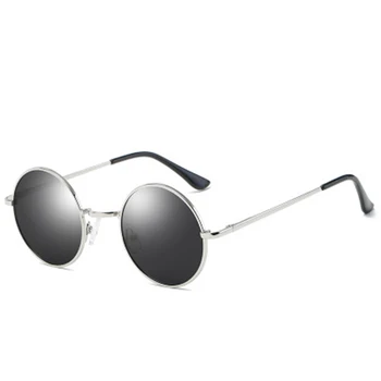 Novi Retro Classic Vintage Krog Polarizirana sončna Očala Moške blagovne Znamke Oblikovalec sončna Očala Ženske Kovinski Okvir Črne leče za Očala Vožnje