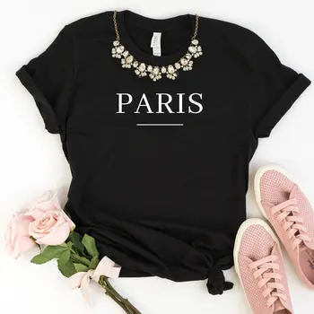 Pariz Ženske tshirt Priložnostne Bombaž Hipster Smešno t-shirt Za Lady Yong Dekle Top Tee Spusti Ladje ZY-223