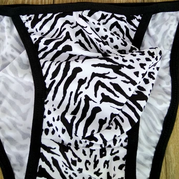 Spodnje perilo za moške z nizko pasu hlačnic NAS leopard natisniti črno-belo zebra Moške spodnjice brez hlačnic