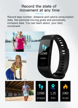 Y5 Barvni Zaslon Za Šport Fitnes Skladbo Pedometer Slišati Stopnja Krvni Tlak Monitor Bluetooth Smart Zapestnica
