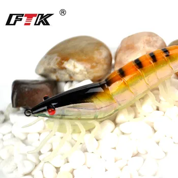 FTK Lignji Kavljem 6 Barv 1PC 3,0 g / 3.5 g Ribolov Vab Lignji Šablona Vabe Noctilucent Kozice Lure 3D Oči Za Ribištvu Tackle