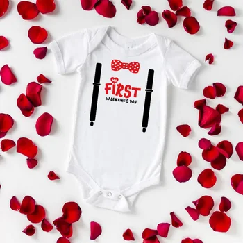 2021 valentinov Novorojenega Dojenčka Baby Fantje Oblačila za Valentinovo Obleko Pismo Romper Počitnice Roupa Infantil Onesie Spusti Ladje